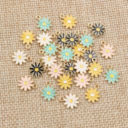 20Pcs 10x13mm Cute Alloy Metal Drop Oil Colorblock Daisiy Charm Flower Plant Pendant For DIY Bracelet Necklace Jewelry Making