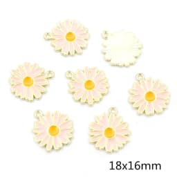 20Pcs 10x13mm Cute Alloy Metal Drop Oil Colorblock Daisiy Charm Flower Plant Pendant For DIY Bracelet Necklace Jewelry Making