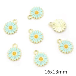 20Pcs 10x13mm Cute Alloy Metal Drop Oil Colorblock Daisiy Charm Flower Plant Pendant For DIY Bracelet Necklace Jewelry Making