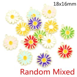 20Pcs 10x13mm Cute Alloy Metal Drop Oil Colorblock Daisiy Charm Flower Plant Pendant For DIY Bracelet Necklace Jewelry Making