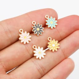 20Pcs 10x13mm Cute Alloy Metal Drop Oil Colorblock Daisiy Charm Flower Plant Pendant For DIY Bracelet Necklace Jewelry Making