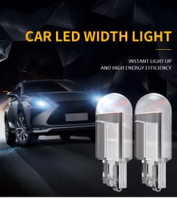 Guadsun 10X LED T10 W5W WY5W 168 194 W3W COB License Plate Light Glass Translucent Side 12V/24V White Door Bulb Instrument Lamp