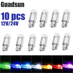 Guadsun 10X LED T10 W5W WY5W 168 194 W3W COB License Plate Light Glass Translucent Side 12V/24V White Door Bulb Instrument Lamp