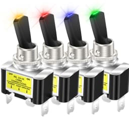 2PCS 30A 12V LED Toggle Switch Lighted Toggle Rocker Switch SPST ON Off 2 Position 3Pin for Automotive Car Aircraft