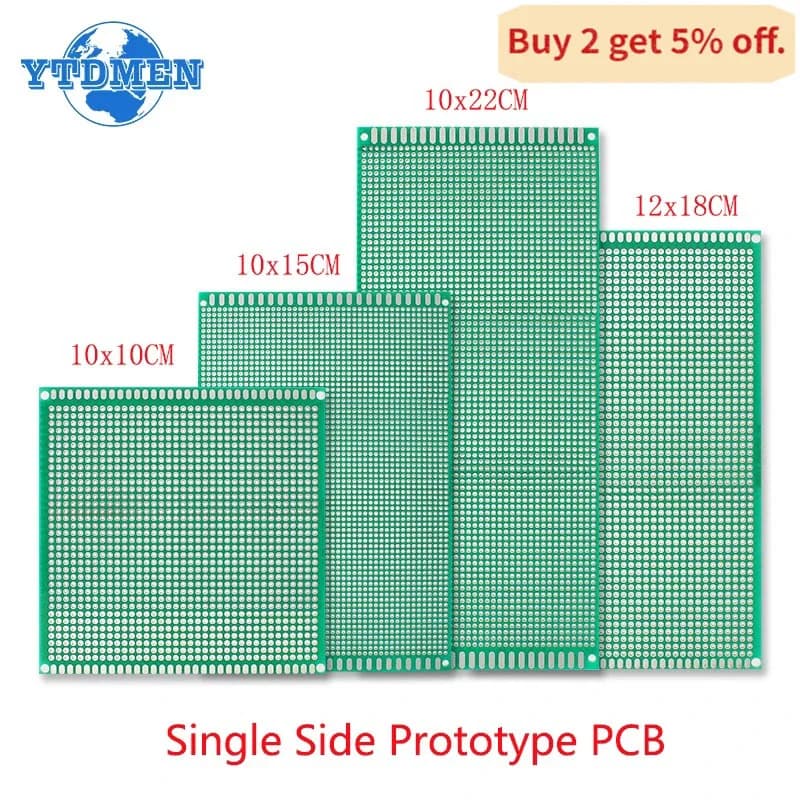 1PCS PCB protoboard 10x10 10x15 10x22 12x18cm Single Side Prototype board Universal Printed Circuit Boards Fiberglass Plate DIY