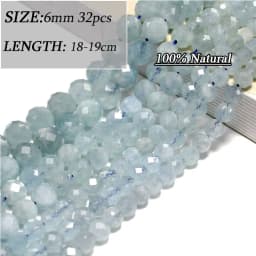 Wholesale Various Natural Blue Stone Beads Aquamarine Faceted Rondelle Square Irregular Round for Jewelry Making Diy Bracelet