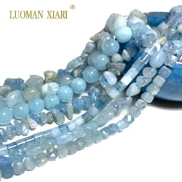 Wholesale Various Natural Blue Stone Beads Aquamarine Faceted Rondelle Square Irregular Round for Jewelry Making Diy Bracelet