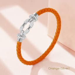 MOONLIGHT Women's Trendy Round Metal Brand Genuine Braided Leather Bracelet Cubic Zirconia Bracelet Female Jewelry Accessories