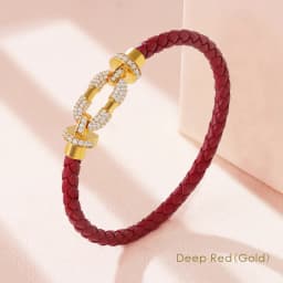 MOONLIGHT Women's Trendy Round Metal Brand Genuine Braided Leather Bracelet Cubic Zirconia Bracelet Female Jewelry Accessories