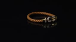 MOONLIGHT Women's Trendy Round Metal Brand Genuine Braided Leather Bracelet Cubic Zirconia Bracelet Female Jewelry Accessories