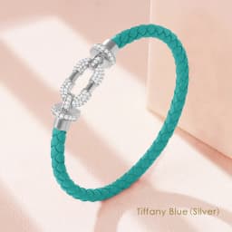 MOONLIGHT Women's Trendy Round Metal Brand Genuine Braided Leather Bracelet Cubic Zirconia Bracelet Female Jewelry Accessories