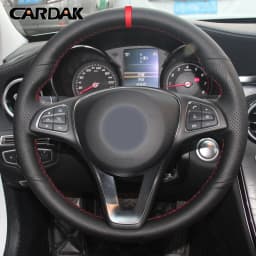 CARDAK Black Artificial Leather Steering Wheel Cover for Mercedes Benz W176 W246 W205 C117 C218 W447 Steering Wheel Trim Cover