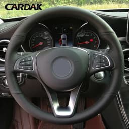 CARDAK Black Artificial Leather Steering Wheel Cover for Mercedes Benz W176 W246 W205 C117 C218 W447 Steering Wheel Trim Cover