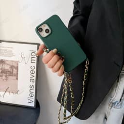 Crossbody Lanyard Leather Chain Cord Liquid Silicone Case For iPhone 16 15 13 12 Mini 11 14 Pro Max XS XR X 8 7 Plus Soft Cover
