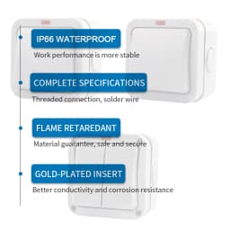 IP66 Home Garden Waterproof Switch Outdoor Dust-proof Wall Switch 1/2 Gang Push Button Power Switch 20A Self-reset switch DIY GO
