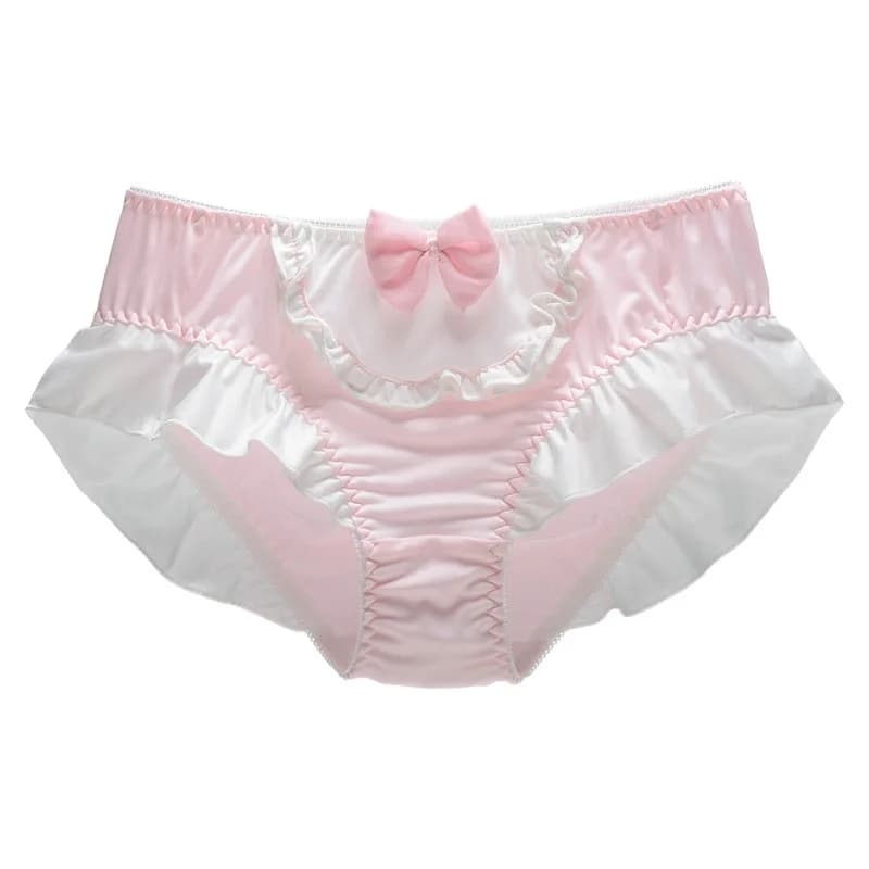 4XL Large Size Candy Color Milk Silk Bow Princess Lolita Cosplay Maid Underwear Cute Lovely Sweety High Stretch Panties Breifs