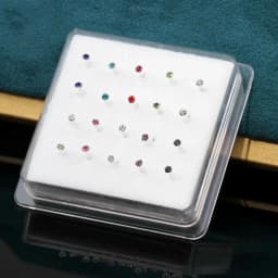20ps 925 Sterling Silver Four Claw Crystal Nose Studs Simple Fashion Round Crystal Nail & Silver Nose Nose Rings Color Crystal