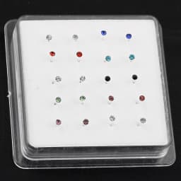 20ps 925 Sterling Silver Four Claw Crystal Nose Studs Simple Fashion Round Crystal Nail & Silver Nose Nose Rings Color Crystal