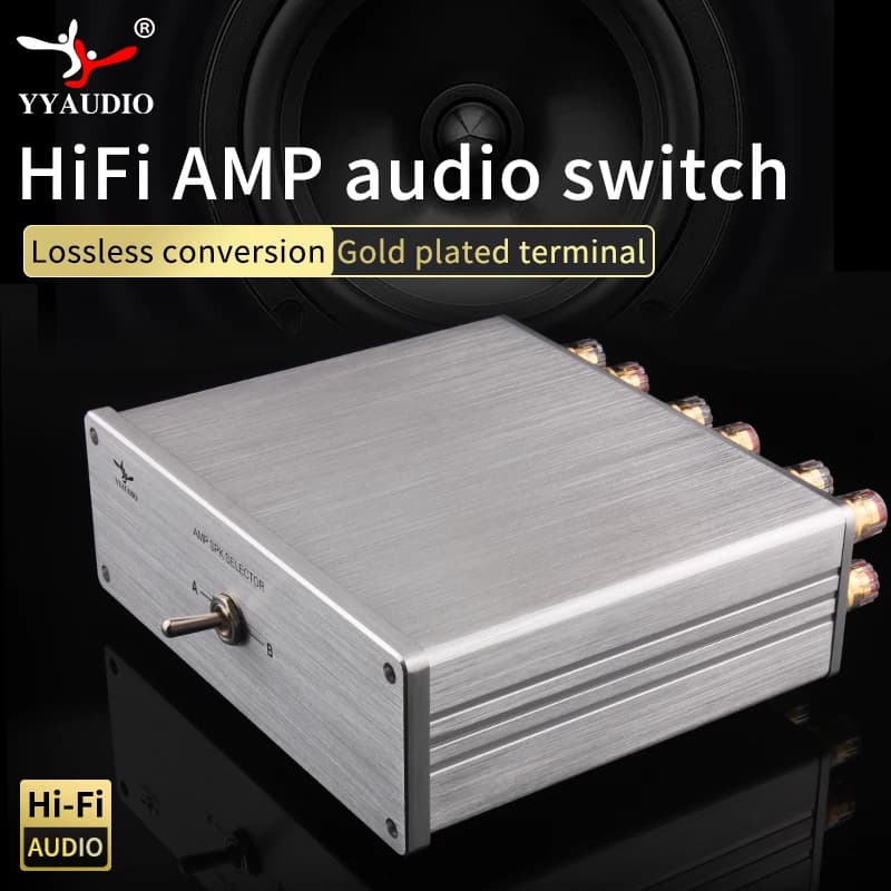 YYAUDIO 2 In 1 Out Amplifier Audio Switcher Lossless Speaker Selector With Gold-Plated Terminals for Home Theater Amplifier
