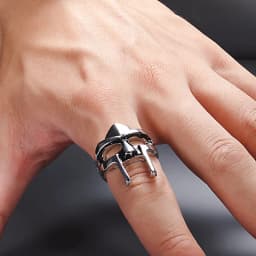 Vintage Mf Doom Mask Knuckle Rings For Men Gladiator Punk Egyptian Pharaoh Male Adjustable Ring Accessories Anillos Goticos
