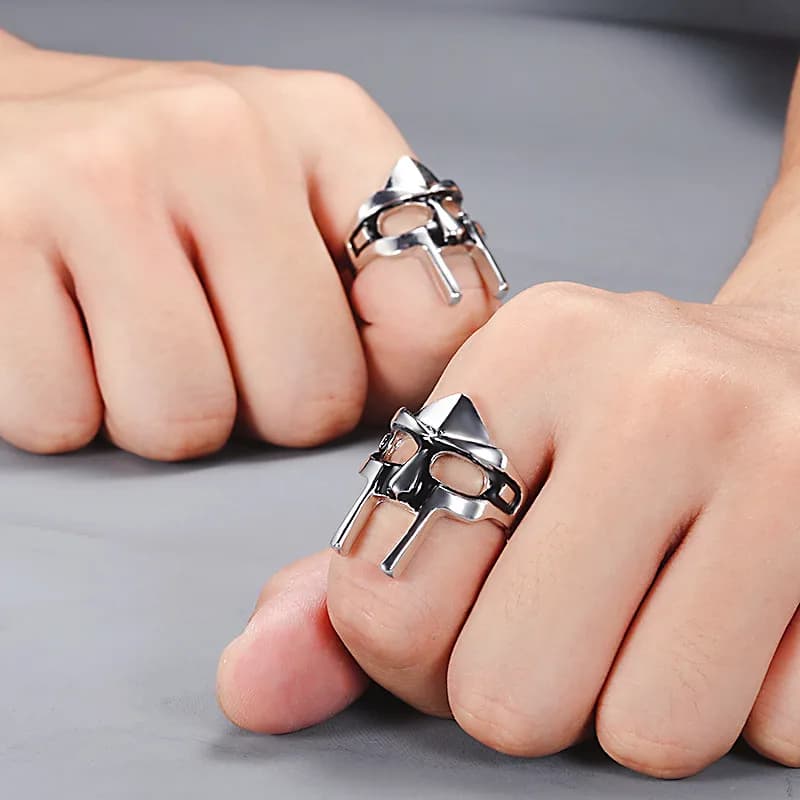 Vintage Mf Doom Mask Knuckle Rings For Men Gladiator Punk Egyptian Pharaoh Male Adjustable Ring Accessories Anillos Goticos