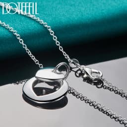 DOTEFFIL 925 Sterling Silver Heart Round Pendant Necklace 18-30 Inch Chain For Woman Man Wedding Engagement Party Charm Jewelry