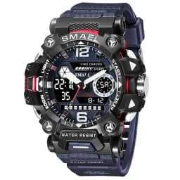 SMAEL Men Watches 50m Waterproof Sports Watch Military Man Sports Watch Digital 8072 Dual Display Watch Quartz Led Digital