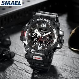SMAEL Men Watches 50m Waterproof Sports Watch Military Man Sports Watch Digital 8072 Dual Display Watch Quartz Led Digital