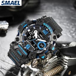 SMAEL Men Watches 50m Waterproof Sports Watch Military Man Sports Watch Digital 8072 Dual Display Watch Quartz Led Digital