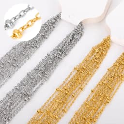 10pcs/set Stainless Steel Gold Color Necklace For Women 45cm Chain DIY Jewelry Accessories Making Materials Handmade Supplies