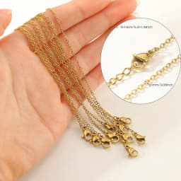 10pcs/set Stainless Steel Gold Color Necklace For Women 45cm Chain DIY Jewelry Accessories Making Materials Handmade Supplies
