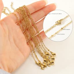 10pcs/set Stainless Steel Gold Color Necklace For Women 45cm Chain DIY Jewelry Accessories Making Materials Handmade Supplies