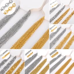 10pcs/set Stainless Steel Gold Color Necklace For Women 45cm Chain DIY Jewelry Accessories Making Materials Handmade Supplies
