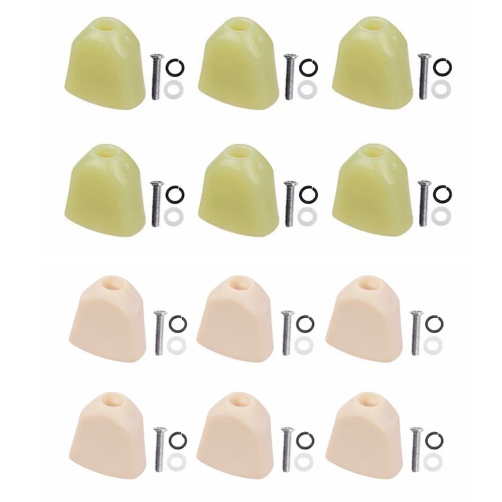 Set of 6 Plastic Trapezoid Hand Guitar Tuning Pegs Head Buttons with Screws Washer Parts for Acoustic and Electric Guitars