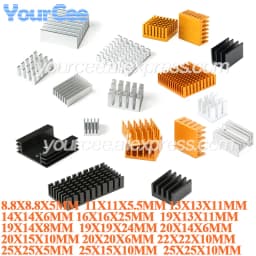 10pcs/2pcs Aluminum Alloy Heatsink Radiator Heat Sink Cooling Silver 25X25X5 20X20 8.8X8.8X5 11X11 14X14 19X13X11 19X19X24mm