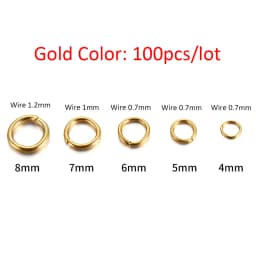 200pcs/100pcs No Fade Stainless Steel Open Jump Rings Gold Color Split Rings Connectors for Jewelry Making DIY Supplies