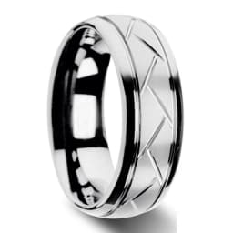 Fashion 8mm Red Groove Beveled Edge Black Tungsten Wedding Rings For Men Cool Black Celtic Dragon Inlay Red Carbon Fiber Ring