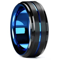 Fashion 8mm Red Groove Beveled Edge Black Tungsten Wedding Rings For Men Cool Black Celtic Dragon Inlay Red Carbon Fiber Ring