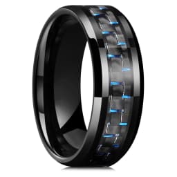 Fashion 8mm Red Groove Beveled Edge Black Tungsten Wedding Rings For Men Cool Black Celtic Dragon Inlay Red Carbon Fiber Ring