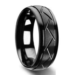 Fashion 8mm Red Groove Beveled Edge Black Tungsten Wedding Rings For Men Cool Black Celtic Dragon Inlay Red Carbon Fiber Ring
