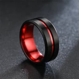 Fashion 8mm Red Groove Beveled Edge Black Tungsten Wedding Rings For Men Cool Black Celtic Dragon Inlay Red Carbon Fiber Ring