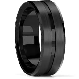 Fashion 8mm Red Groove Beveled Edge Black Tungsten Wedding Rings For Men Cool Black Celtic Dragon Inlay Red Carbon Fiber Ring