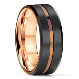 Fashion 8mm Red Groove Beveled Edge Black Tungsten Wedding Rings For Men Cool Black Celtic Dragon Inlay Red Carbon Fiber Ring