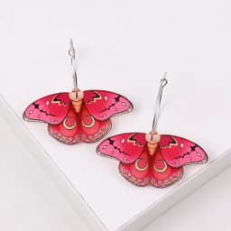 New Colorful Moth Butterfly Printing Acrylic Earrings for Women Cute Insect Insert Hoops Dangle Earrings Fashion Hanging Jewelry