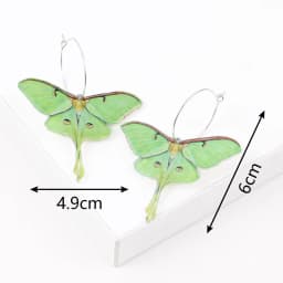 New Colorful Moth Butterfly Printing Acrylic Earrings for Women Cute Insect Insert Hoops Dangle Earrings Fashion Hanging Jewelry