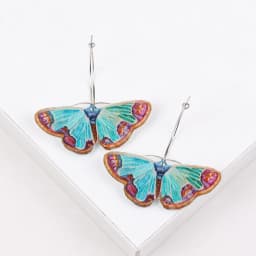 New Colorful Moth Butterfly Printing Acrylic Earrings for Women Cute Insect Insert Hoops Dangle Earrings Fashion Hanging Jewelry