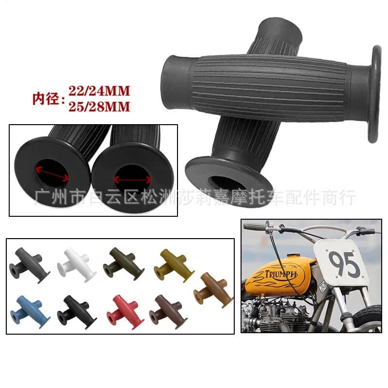 1 Pair 22MM 25MM 28MM Vintage Handle Motorcycle Grips Universal Rubber Moto Handlebar Grip Hand Bar End Cafe Racer Bobber Custom