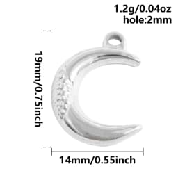 Luna Moon 100% Stainless Steel Charms For Jewelry Making Supplies Curved Month Pendant Silver Color Fashion Charms In Bulk Gifts