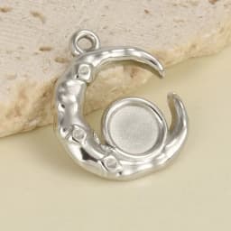 Luna Moon 100% Stainless Steel Charms For Jewelry Making Supplies Curved Month Pendant Silver Color Fashion Charms In Bulk Gifts