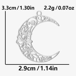 Luna Moon 100% Stainless Steel Charms For Jewelry Making Supplies Curved Month Pendant Silver Color Fashion Charms In Bulk Gifts